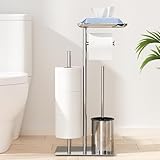 Toilettenpapierhalter Stehend Silber mit Bürste - Klopapierhalter Stehend mit Klobürste, WC...